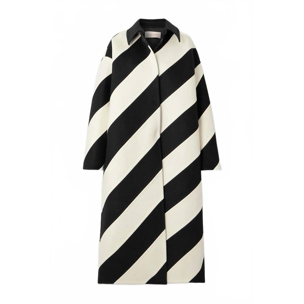 NEW VALENTINO oversized striped coat in monochrome - Picture 5 of 5